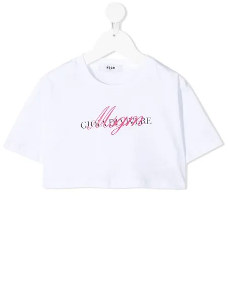 MSGM Kids укороченная футболка с логотипом