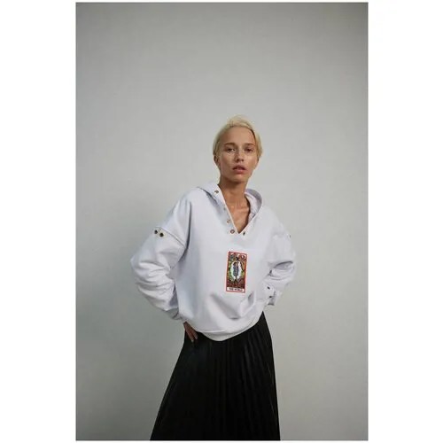 Худи 404 NOT FOUND, силуэт свободный, средней длины, трикотажное, размер M/L, белый