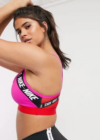 Розовый спортивный бюстгальтер с логотипом Nike Training Indy