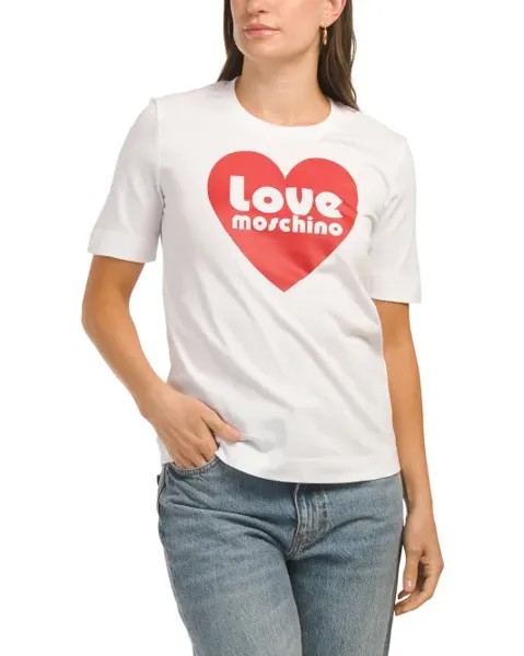 Эко-футболка с принтом «Маленькое сердечко» Love Moschino, белый