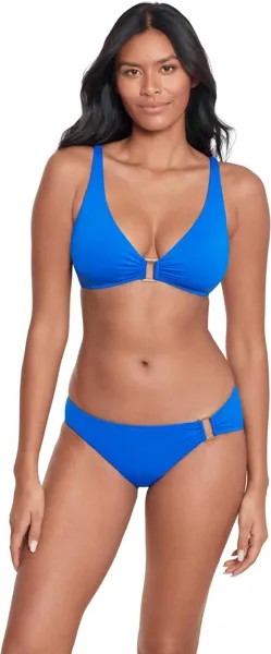 Купальный топ LAUREN Ralph Lauren Beach Club Solids Ring Over the Shoulder Bikini Top, синий