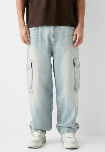 Джинсы свободного кроя FADED DIRTY-EFFECT Bershka, цвет light blue