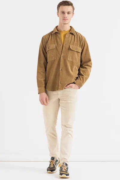 Джинсовая куртка-рубашка с нагрудными карманами Gap, коричневый