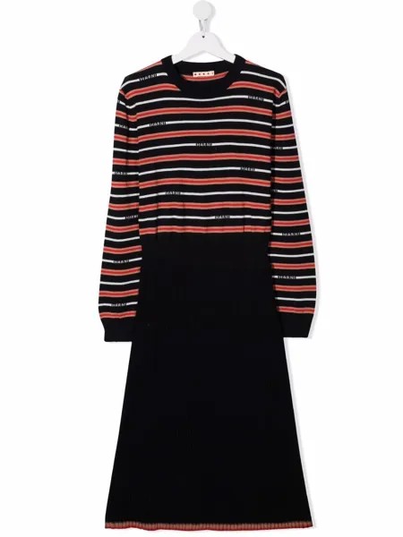 Marni Kids полосатое платье с логотипом