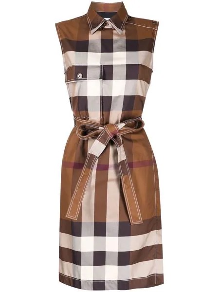 Burberry клетчатое платье с поясом