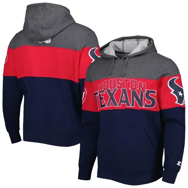 Мужской пуловер с капюшоном цвета Хизер Серый/Темно-Синий Houston Texans Extreme Starter