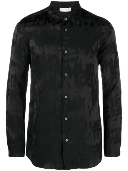Alexander McQueen рубашка Graffiti с жаккардовым логотипом, черный