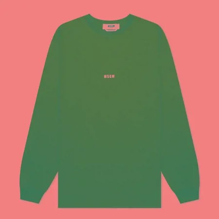 Мужской лонгслив MSGM Micro Logo Crew Neck, цвет зелёный, размер L