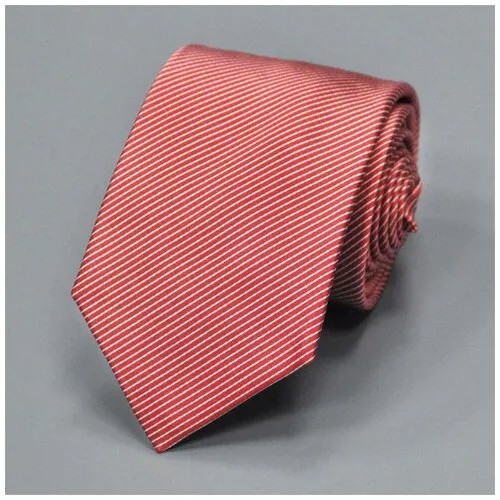 Ярко-коралловый полосатый галстук из шелка Rene Lezard 834501