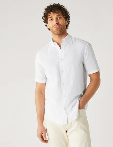 Льняная рубашка Easy Iron Marks & Spencer, белый