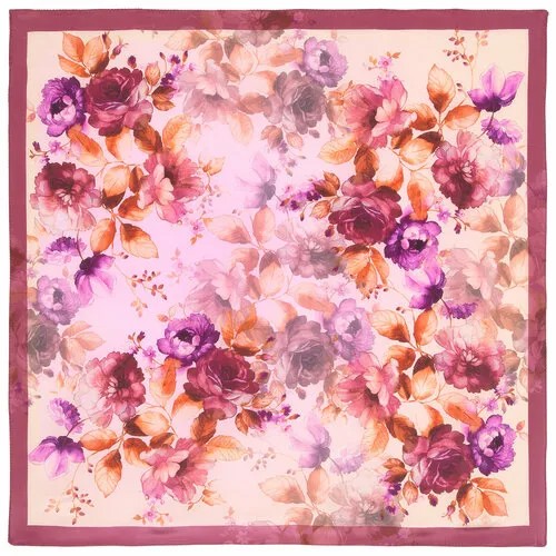 Платок Павловопосадская платочная мануфактура,89х89 см, пыльная роза, розовый