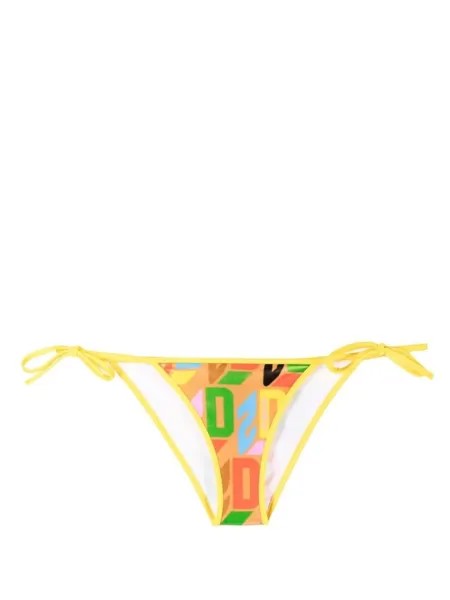 Dsquared2 плавки бикини с завязками и логотипом, нейтральный цвет