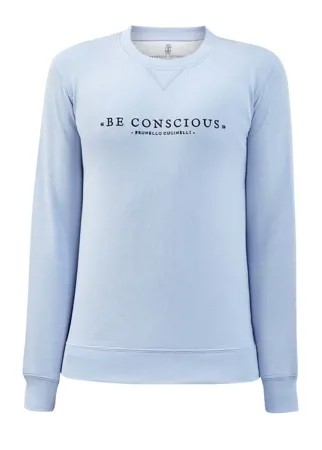 Свитшот из хлопкового футера с вышивкой Be Conscious