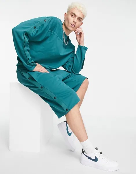 Свитшот в стиле oversized зеленого цвета с кнопками (от комплекта) ASOS DESIGN-Зеленый цвет