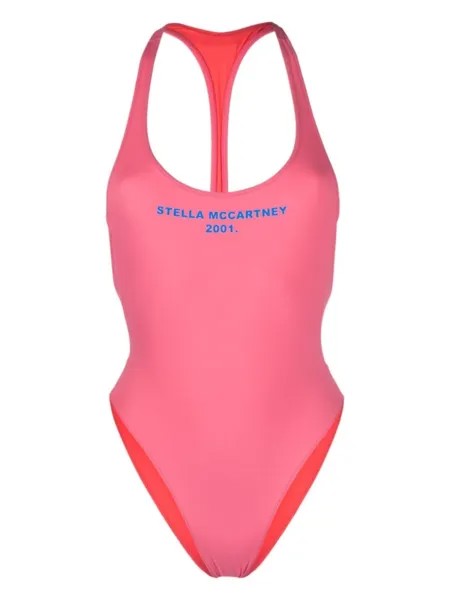 Stella McCartney купальник с вырезом и логотипом, розовый