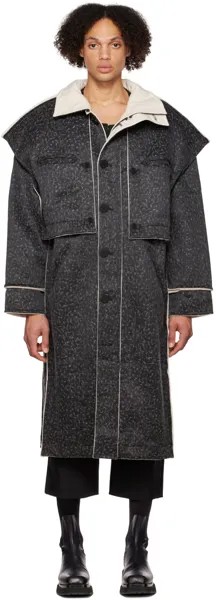 Серое комбинированное длинное пальто Eckhaus Latta