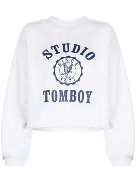 Studio Tomboy укороченная толстовка с логотипом, серый