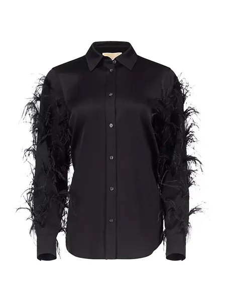 Атласная рубашка с перьями Michael Michael Kors, черный