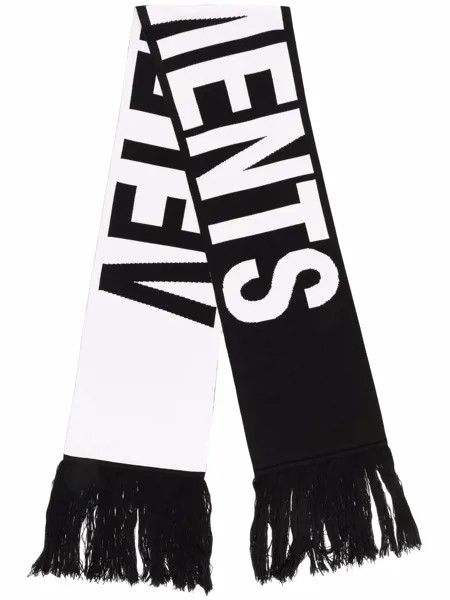 VETEMENTS шарф с бахромой и логотипом