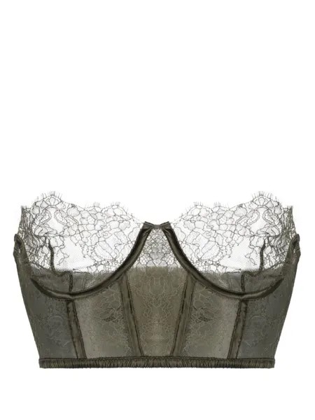 Maison Close топ-бюстье с кружевом, зеленый