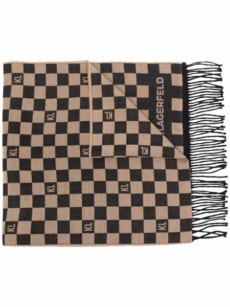 Karl Lagerfeld шарф в шахматную клетку с логотипом