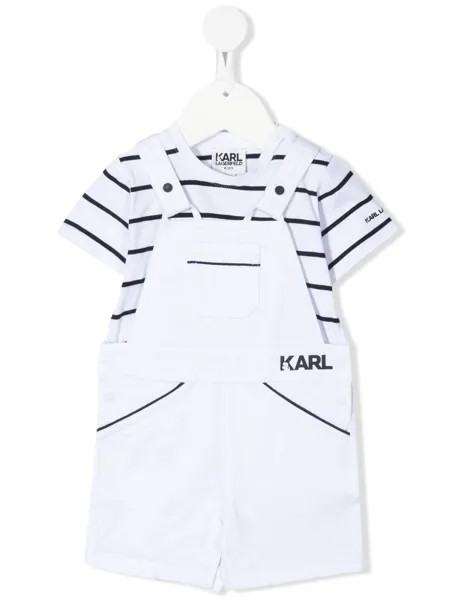 Karl Lagerfeld Kids комплект из комбинезона и футболки в полоску