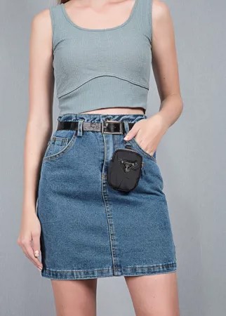 Юбка женская джинс S&T 6676 + ремень + кошелек (42, Черный)