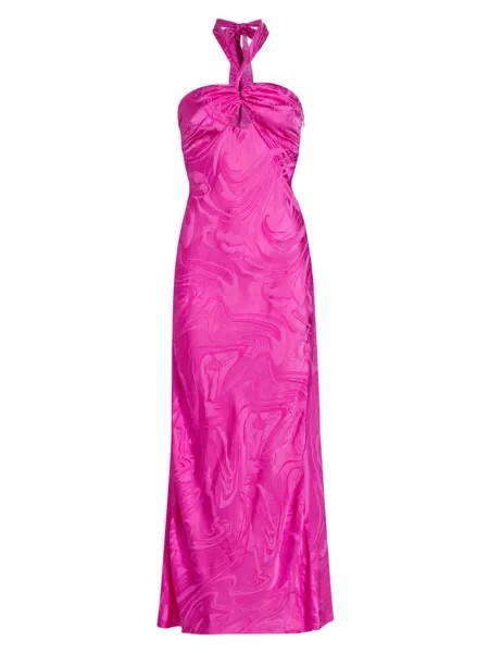 Мраморное атласное платье Toula длиной до пола Saylor