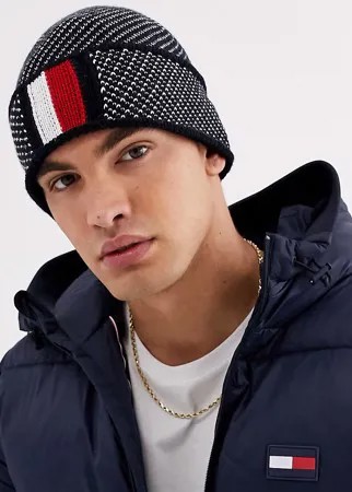 Темно-синяя шапка-бини Tommy Hilfiger-Темно-синий