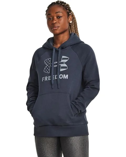 Худи Under Armour Freedom Logo Rival, цвет Downpour Gray/Harbor Blue