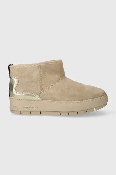 Кожаные зимние ботинки METALLIC SUEDE SNOWBOOT Tommy Hilfiger, бежевый