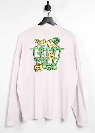 Oversized-лонгслив с мультяшным принтом на спине ASOS DESIGN-Фиолетовый цвет
