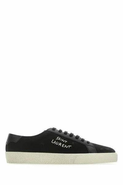 Saint Laurent Низкие мужские кроссовки из ткани и кожи, черный