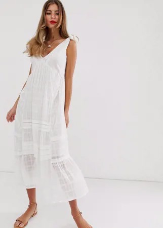 Сарафан миди с глубоким вырезом ASOS DESIGN-Белый