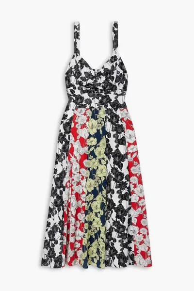 Платье миди из шелкового крепдешина с вырезами и цветочным принтом Jason Wu, черный