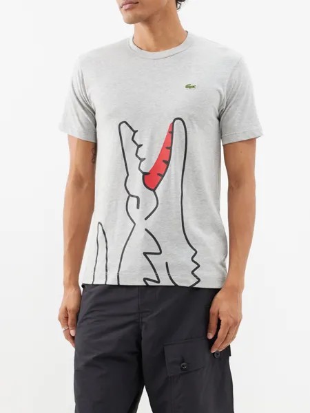 Футболка из хлопкового джерси с логотипом lacoste Comme Des Garçons, серый