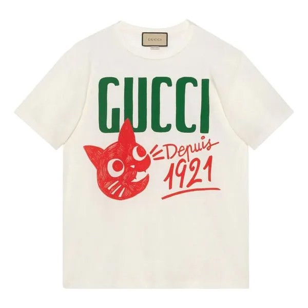 Футболка (WMNS) GUCCI Cotton jersey T-shirt 'White', белый