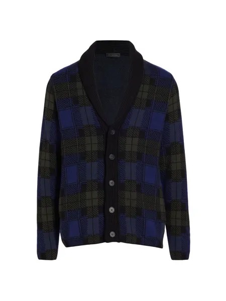 Кардиган в шотландскую клетку с отложным воротником Saks Fifth Avenue