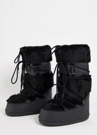 Черные зимние ботинки с искусственным мехом Moon Boot-Черный цвет