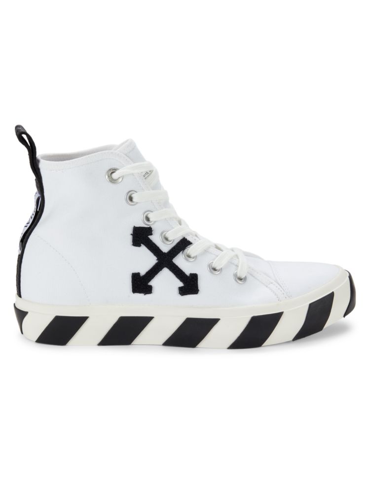 Высокие вулканизированные кожаные кроссовки Off-White, цвет White Black