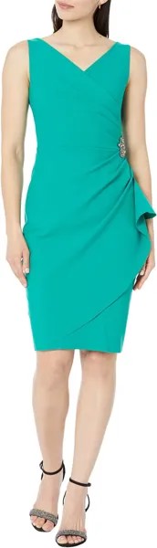 Короткое утягивающее платье с юбкой со рюшами сбоку Alex Evenings, цвет Jade