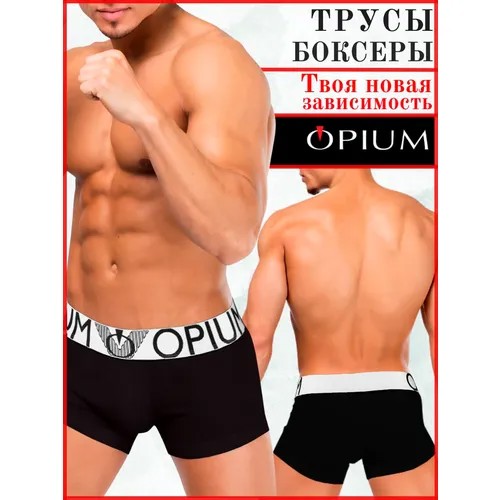 Трусы боксеры Opium, средняя посадка, плоские швы, корректирующий эффект, быстросохнущая, размер XL, черный, бесцветный