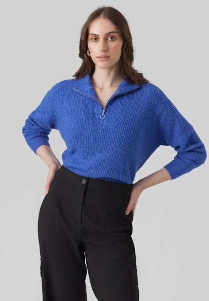 Свитшот Vero Moda PLAZA LS ZIPPER GA BOO, цвет beaucoup blue melange