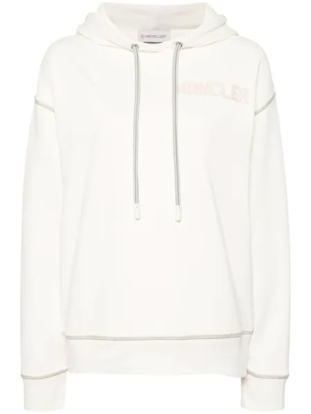 Moncler худи с вышитым логотипом, нейтральный цвет