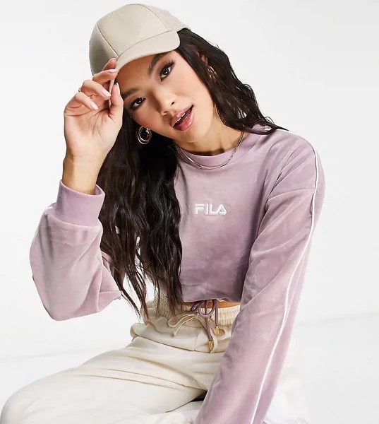 Велюровый укороченный свитшот фиолетового цвета Fila-Фиолетовый цвет