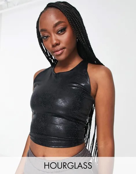 Глянцевый анималистичный жилет ASOS 4505 Fuller Bust с внутренним бюстгальтером