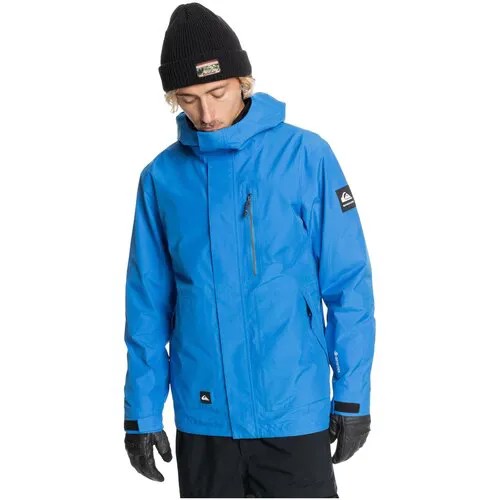 Куртка Quiksilver для сноубординга, средней длины, герметичные швы, снегозащитная юбка, вентиляция, карманы, регулируемые манжеты, внутренние карманы, регулируемый капюшон, несъемный капюшон, размер S, голубой, синий