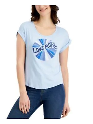 СТИЛЬ И КОМПАНИЯ Женская синяя футболка с короткими рукавами и круглым вырезом с принтом Petites PS