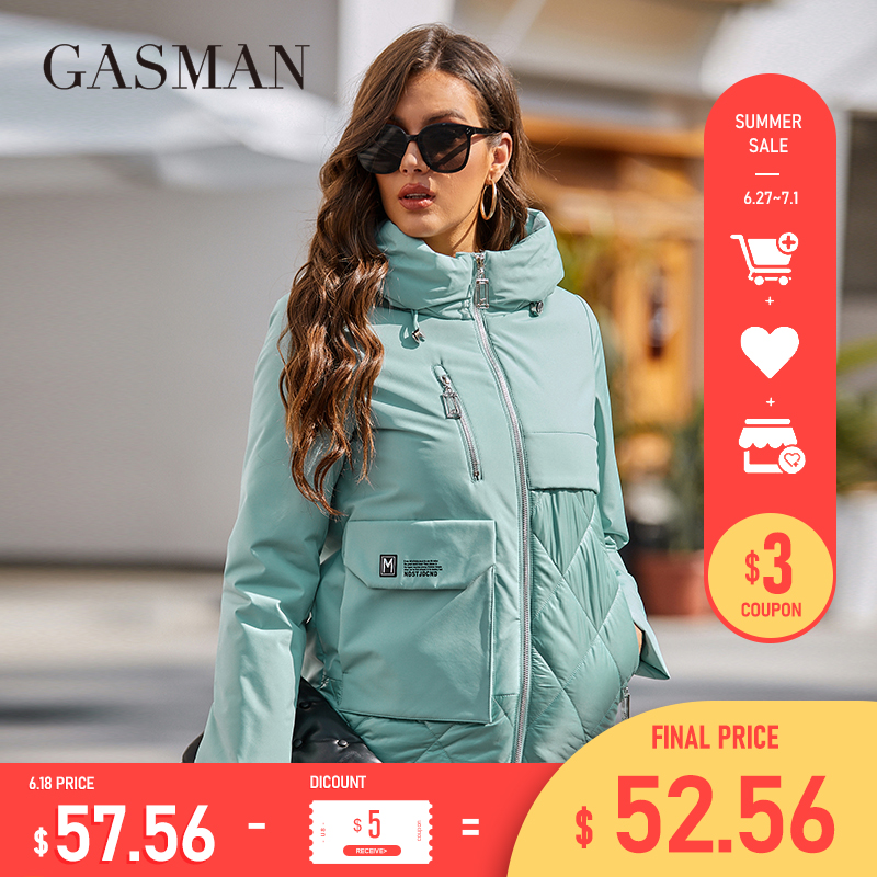GASMAN 2022 Новая Женская Весенняя куртка, Короткая Повседневная модная куртка, Женская ветрозащитная теплая парка с капюшоном и принтом 8219