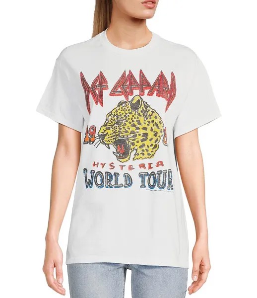 Футболка Def Leppard Hysteria с короткими рукавами Junk Food, белый